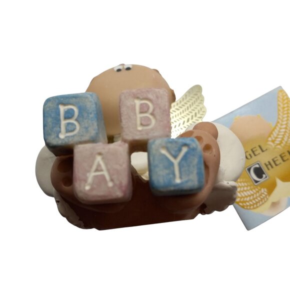 Angel Cheeks Cherub Baby Blocks Figurine Gold Wings Russ Kirks Kritters - Picture 6 of 8